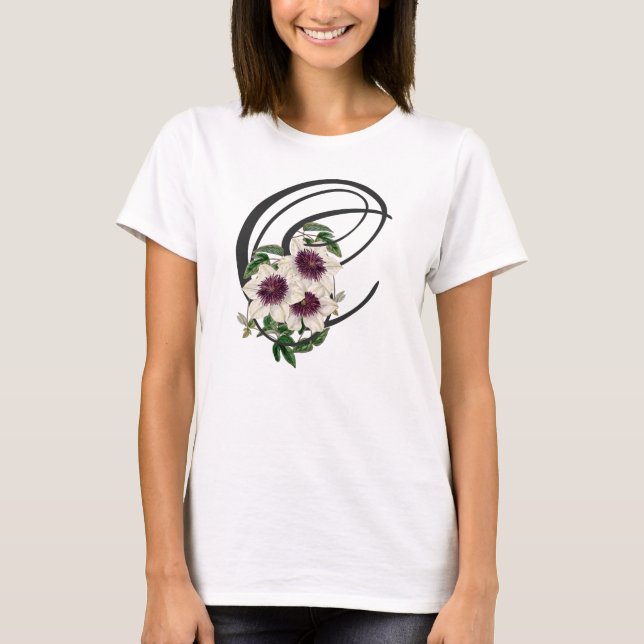 C inicial, Vintage Clematis T-Shirt (Frente)
