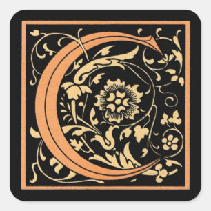 C preto & Dourado do vintage da letra etiqueta do