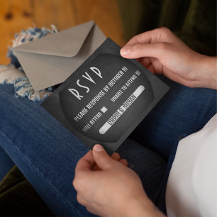 Ca de RSVP Preto e Branco da Onyx Elegante