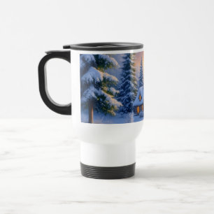 Cabana de Inverno na Floresta – Caneca de Viagem d
