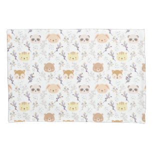 Cabeça Animal Adorável E Padrão Floral