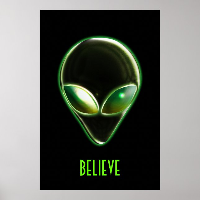 Cabeça de Alienígena metálica 04 Poster (Frente)