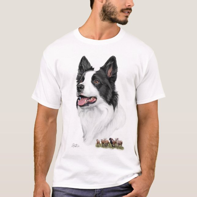 Cabeça de border collie com camisa dos carneiros (Frente)