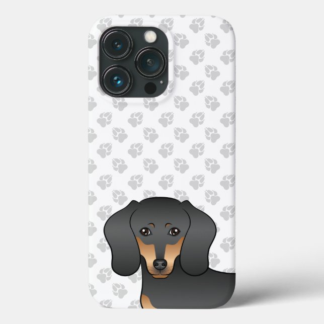 Cabeça de cachorro Dachshund de pelo liso preto e  (Verso)