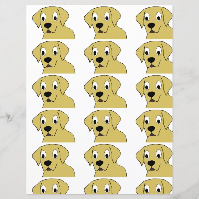 Cabeça de desenho animado de labrador amarelo LR (Frente)