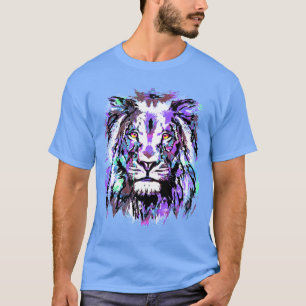 Cabeça de Leão Azul - Camisa T de Rosto de Leão