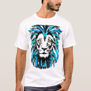 Cabeça de Leão Azul - T-Shirt Retrato De Leão Lega