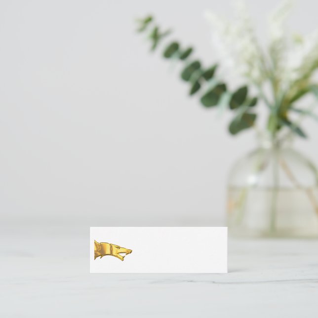 Cabeça de Lobo Dourado cartão de visita mini branc (Em pé/Frente)