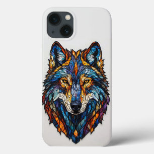 Cabeça de Lobo em Vidro Colorido