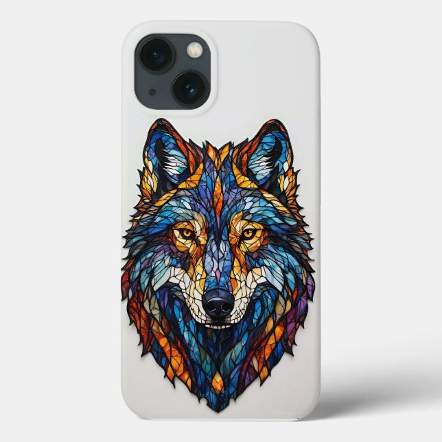 Cabeça de Lobo em Vidro Colorido (Verso)
