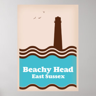Cabeça de praia East Sussex poster de viagens