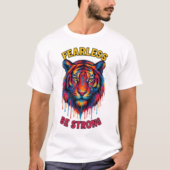 Cabeça de Tigre Destemida – Camiseta Pintada com C (Frente)