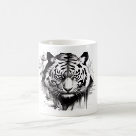 Cabeça de Tigres em um conjunto de canecas de café