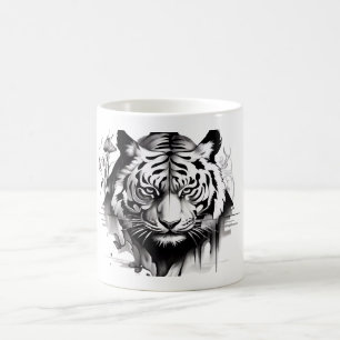Cabeça de Tigres em um conjunto de canecas de café