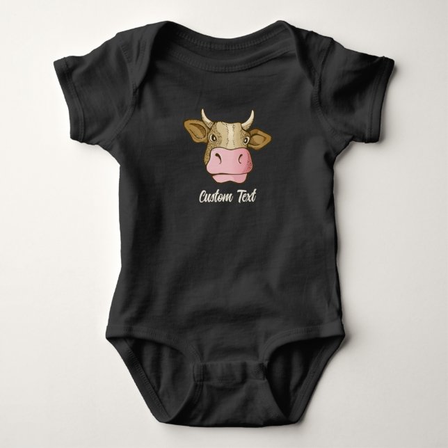 Cabeça de Vaca T-Shirt Bebê Roupa (Frente)