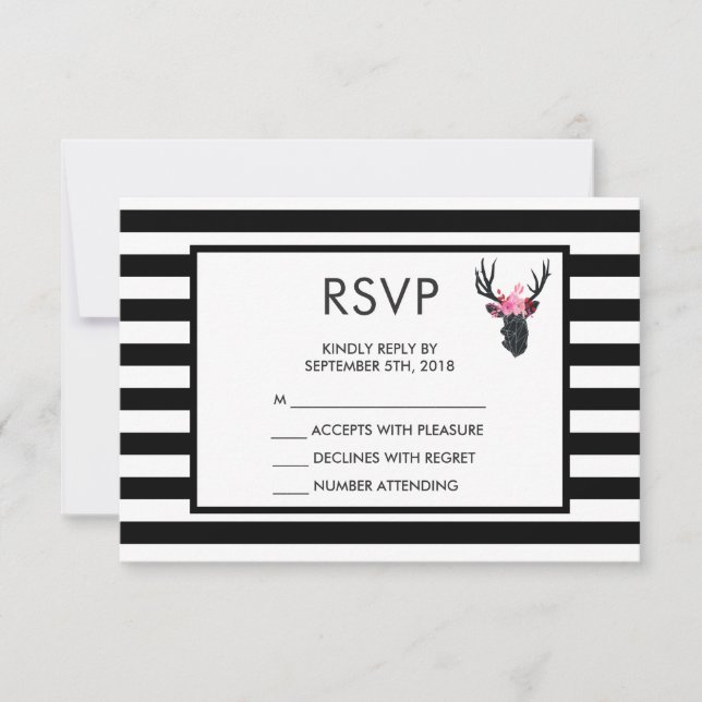 Cabeça de Veado Geométrico com Coroa Floral RSVP (Frente)