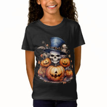 Cabeça do crânio e T-shirt Pumpkins