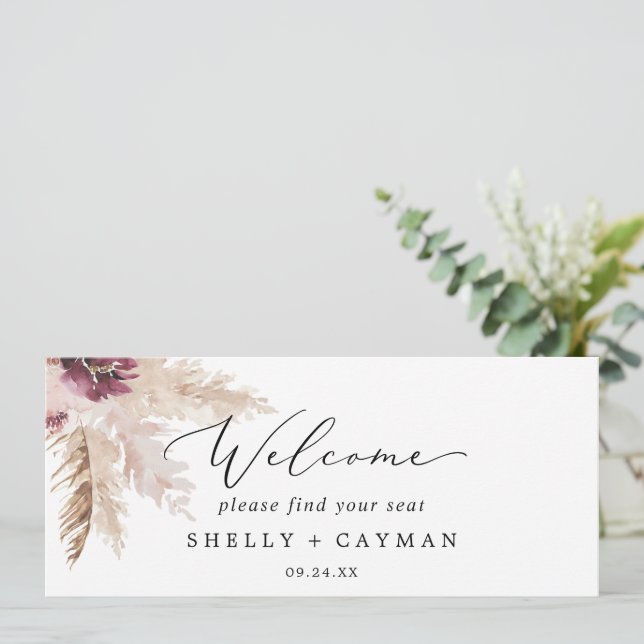 Cabeçalho de Boho Pampas Sentando Gráfico (Em pé/Frente)