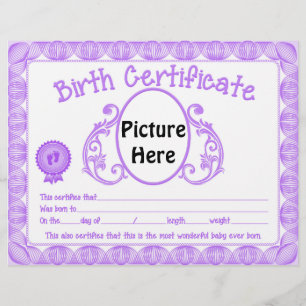 Cabeçalho unisex da certidão de nascimento do be