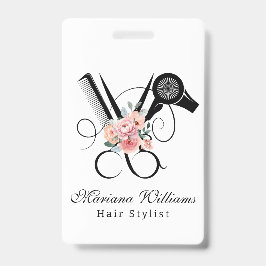cabeleireiro barbeiro floral Tesoura crachá
