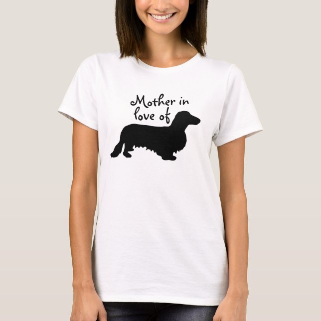 Cabelo Comprido Dachshund - Silhouette 1 T-Shirt (Frente)