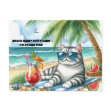Cabelo de Praia Não Liga Gato Fino Cartão Postal