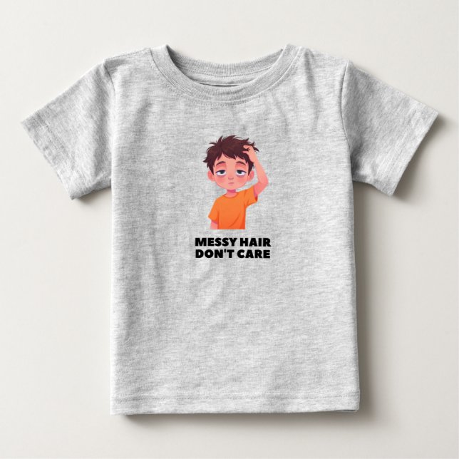 Cabelo Desarrumado Não Me Importo Camisa Divertida (Frente)