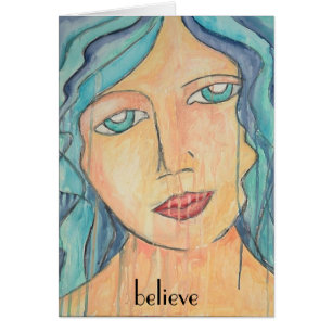 Cabelo do azul do cartão da arte