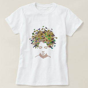 Cabelo do t-shirt das borboletas