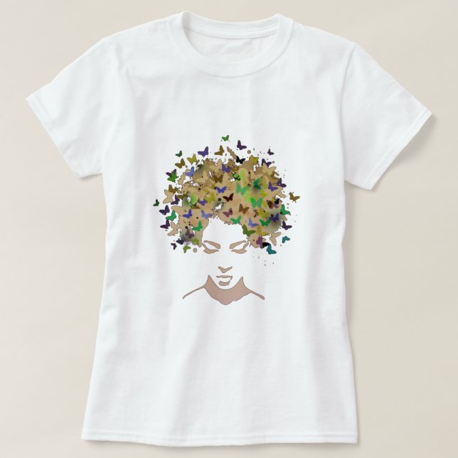 Cabelo do t-shirt das borboletas (Frente do Design)