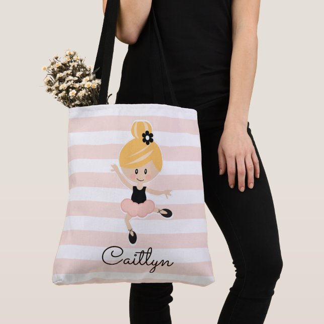 Cabelo loiro cor-de-rosa Ballerina Tote Bag (Close Up)