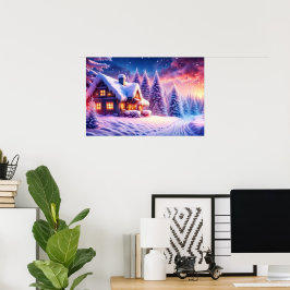 Cabina Cozy Na Poster Wonderland De inverno