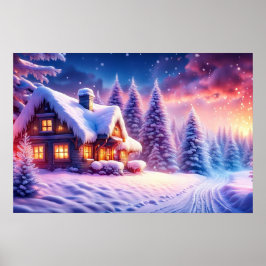 Cabina Cozy Na Poster Wonderland De inverno