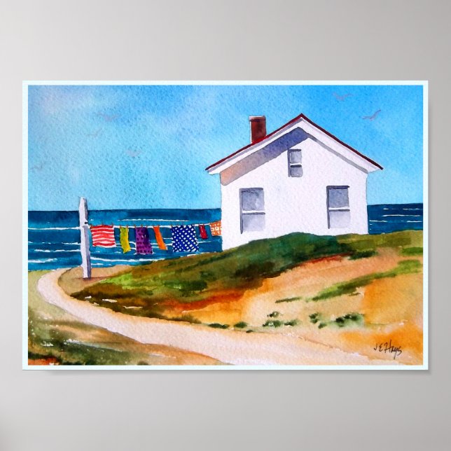 Cabina de praia com Poster de Washington (Frente)