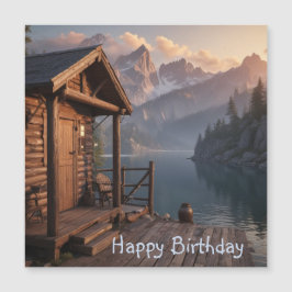 Cabina no Lago Magnético Birthday Card