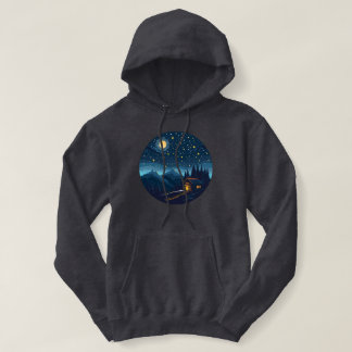 Cabina Noturna Cozy Sob Camisa T De Céu Estrelado