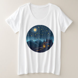 Cabina Noturna Cozy Sob Camisa T De Céu Estrelado