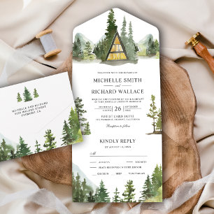 Cabine A-Frame Lodge Rústico Casamento Floresta Mo