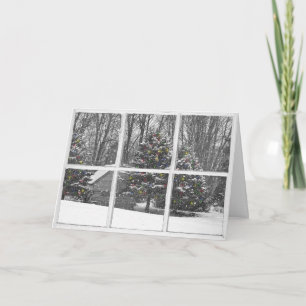 Cabine Antiga com Luzes no Cartão da Janela