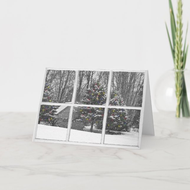 Cabine Antiga com Luzes no Cartão da Janela (Frente)