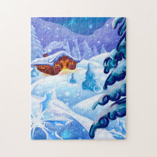 Cabine de Neve de Inverno Arte Quebra-Cabeça
