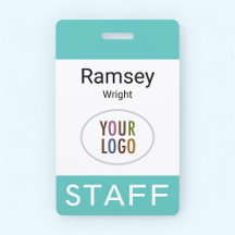 Cabo do Crachá azul-turquesa com ID do Funcionario