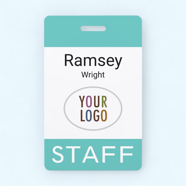 Cabo do Crachá azul-turquesa com ID do Funcionario (MISOOK Turquoise Blue Badge with Logo)