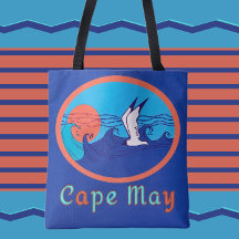 Cabo May NJ Seagull Ocean Waves e Sun Large Bolsa