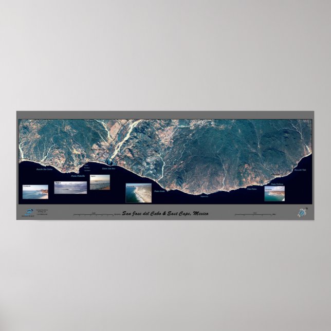 Cabo Oriental, poster de satélite Baja California (Frente)