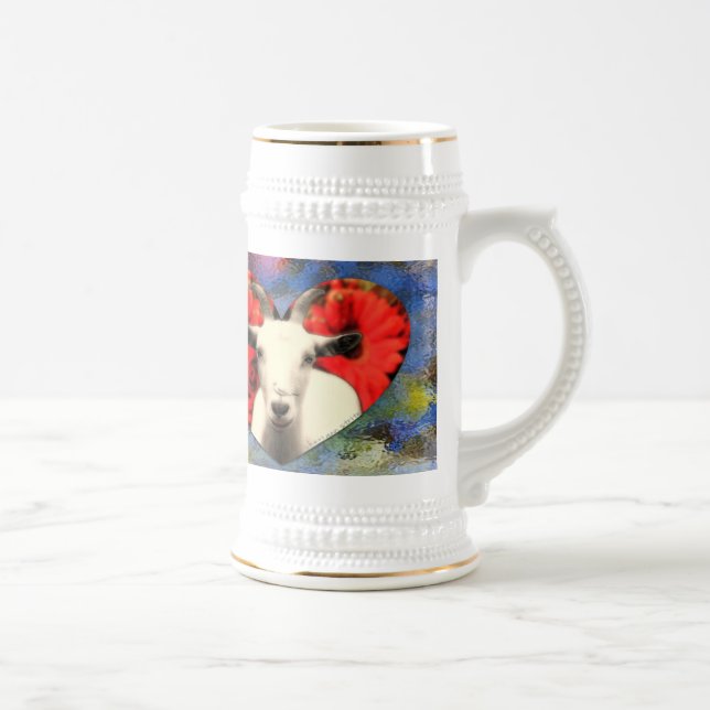 Cabra com caneca de cerveja do coração & (Direita)