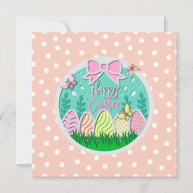 Caça de Ovo de Páscoa e Borboletas Coloridas (Frente)