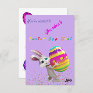 Caça de Ovos de Páscoa Roxa c/ Convite de Préguas
