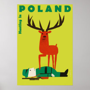 Caça em Polônia, poster viagens vintage