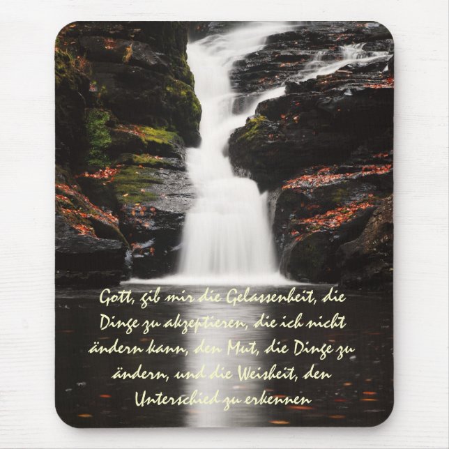 Cachoeira alemão Mousepad do outono da oração da (Frente)